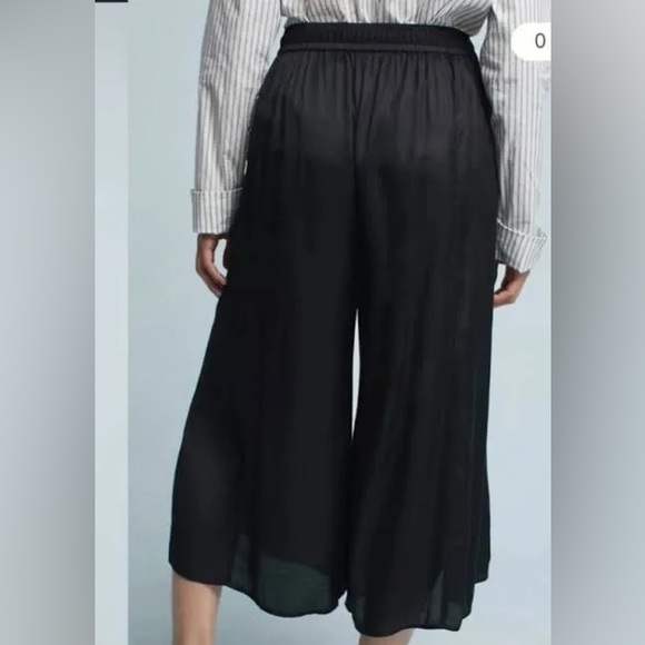 Anthropologie Elevenses Black Slit Cropped Pants - Picture 2 of 5